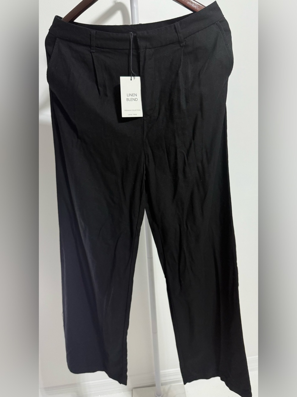 Love Tree Black Linen-Blend Wide Leg Pants waist 16 inseam 30 length 42